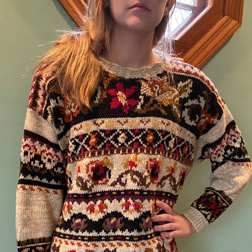 Capezio Vintage floral knit sweater